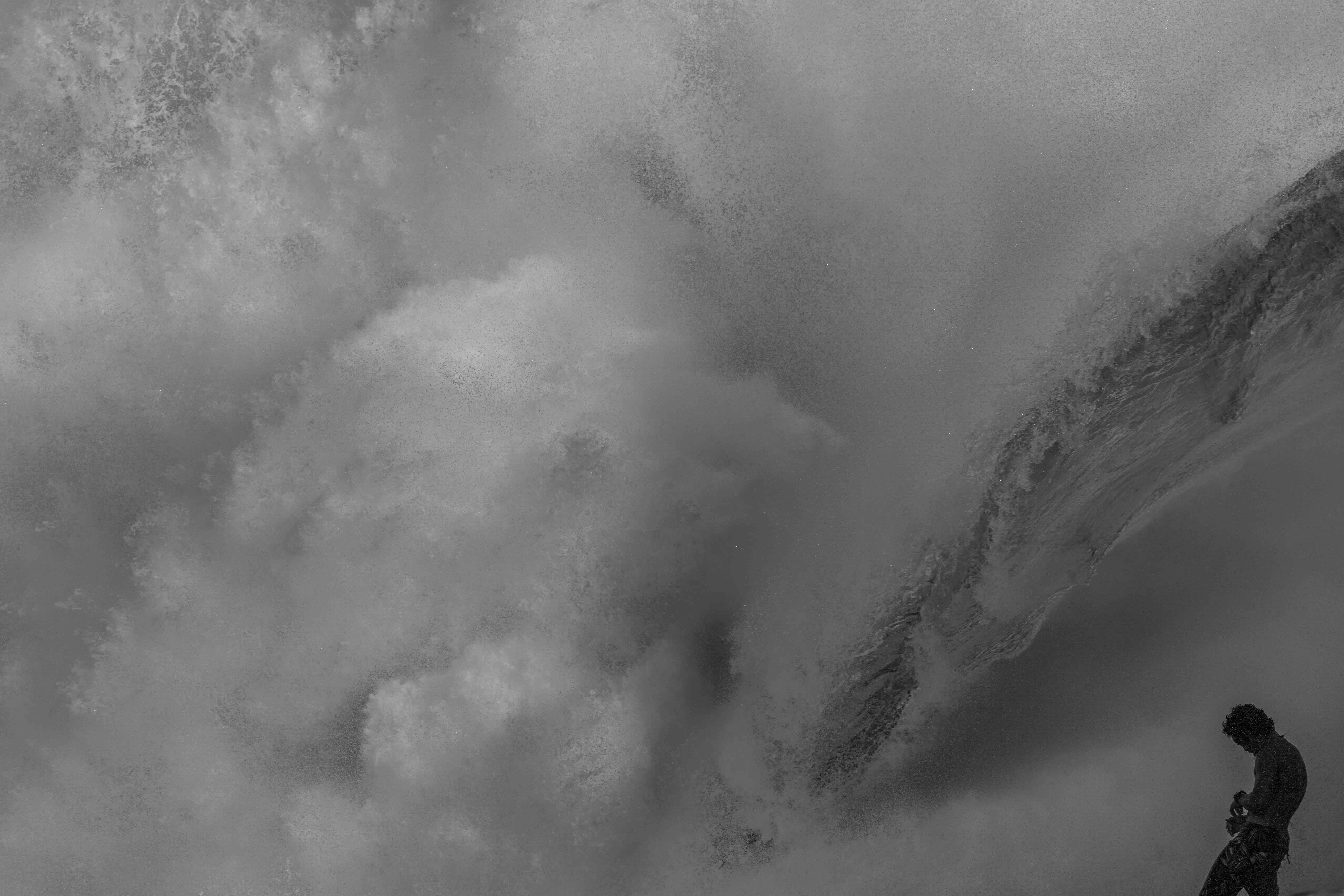 Teahupoo lineup surf photography Tahiti wave multiple surfers reef break session